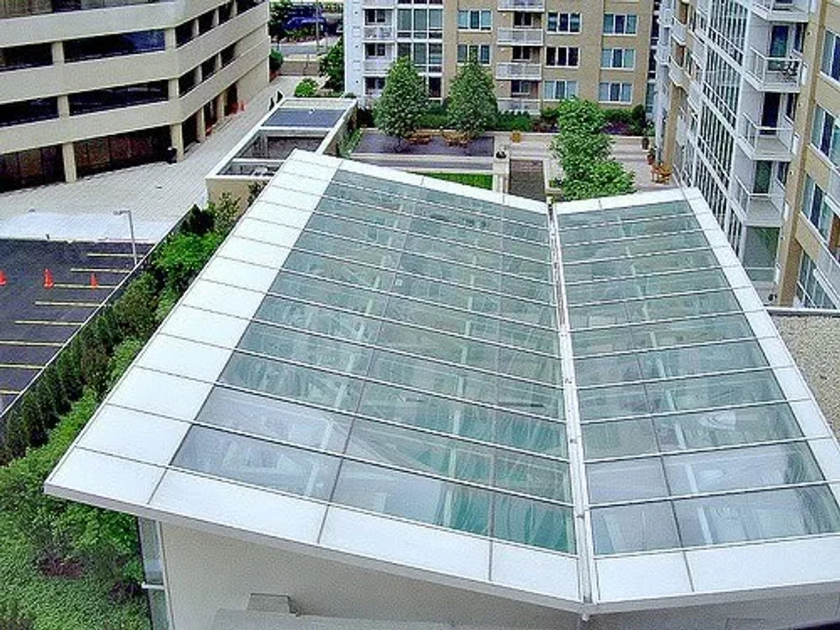 Commercial skylight and glass atrium roof integration in Pasadena